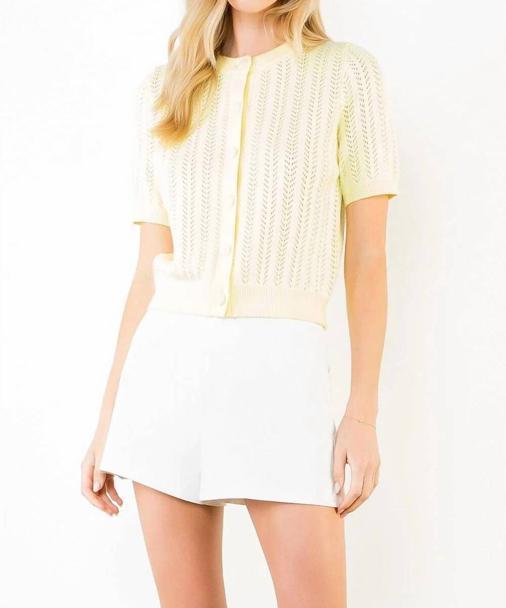 NEW THML short sleeve knit cardigan in yellow